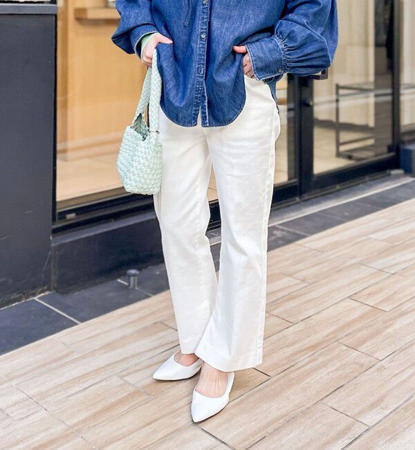 Rie Miller「【RM denim】スリットクロップドハイウエストデニム」|デニム|ホワイト