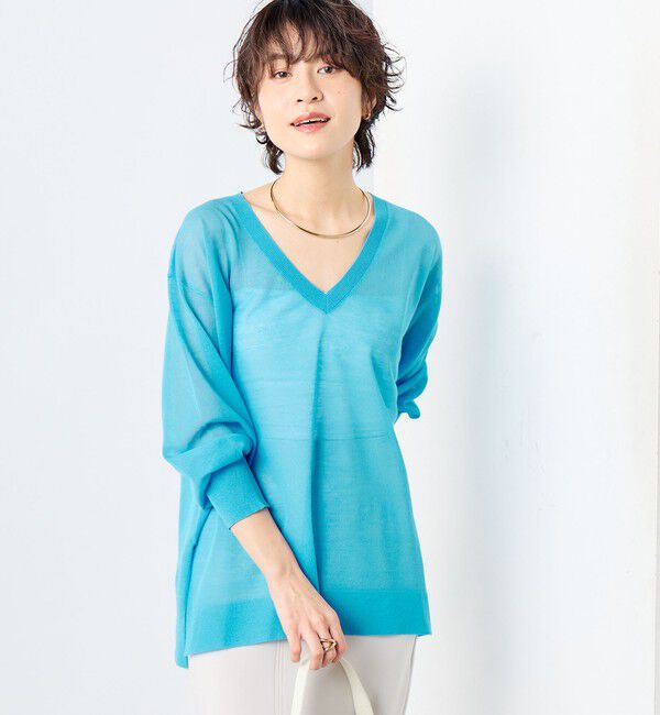 NOLLEY'S sophi「麻混シアーVネックプルオーバーニット」|ニット・セーター|