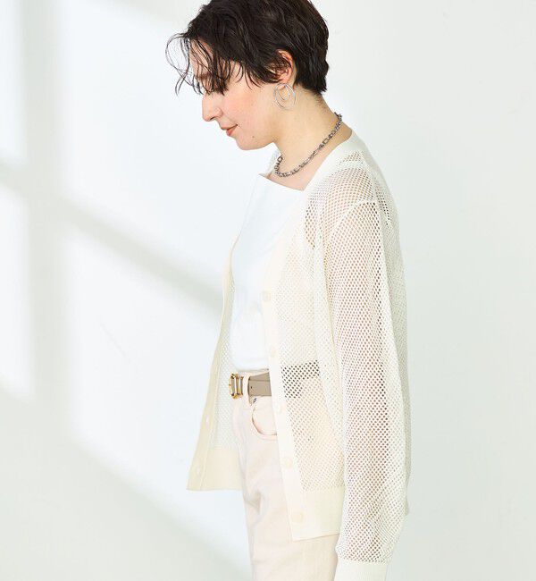 NOLLEY'S「《手洗い可能》メッシュ長袖Vネックカーディガン」|カーディガン|