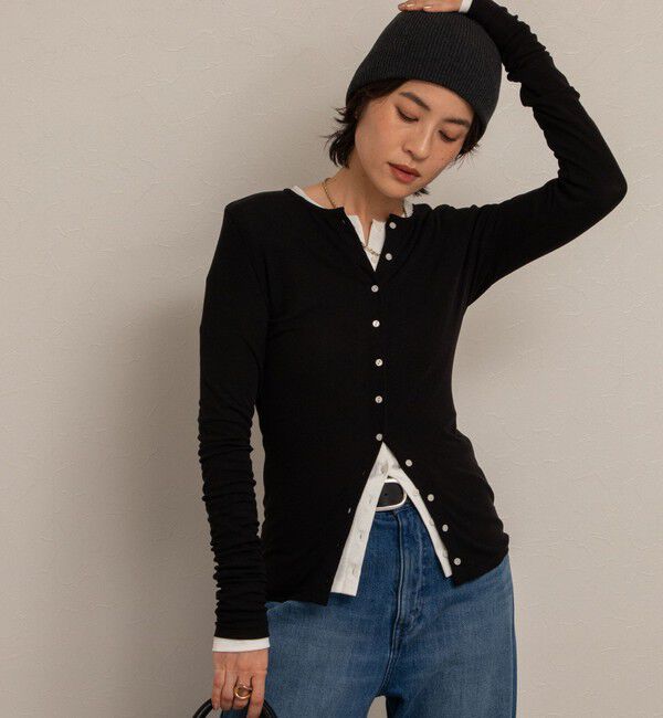 NOLLEY'S「【MAQWEL/マクウェル】リブクルーネックカーディガン」|カーディガン|