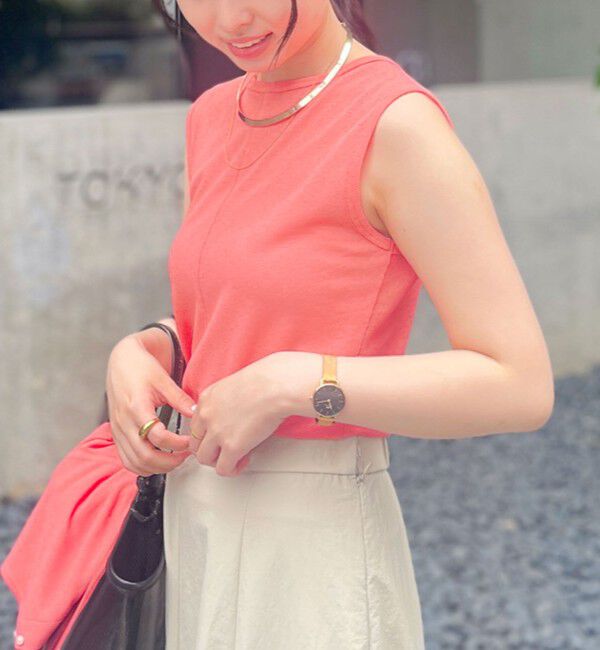 NOLLEY'S「《アンサンブル対応》シアーワッフルヘンリーノースリーブ2WAYプルオーバーカットソー」|Tシャツ・カットソー|ピンク