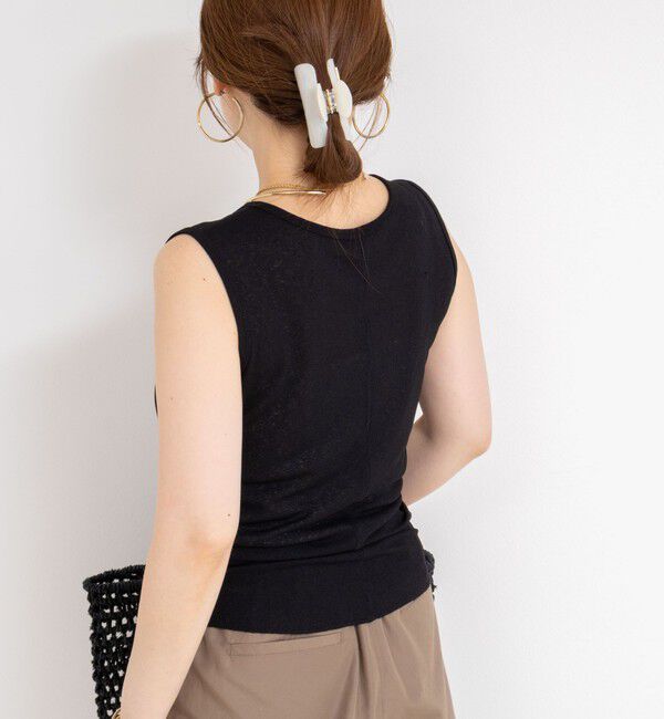 NOLLEY'S「《アンサンブル対応》シアーワッフルヘンリーノースリーブ2WAYプルオーバーカットソー」|Tシャツ・カットソー|