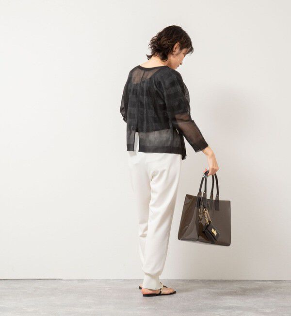 Rie Miller「《手洗い可能》シアーブロックチェック2WAYクルーネックカーディガン」|カーディガン|