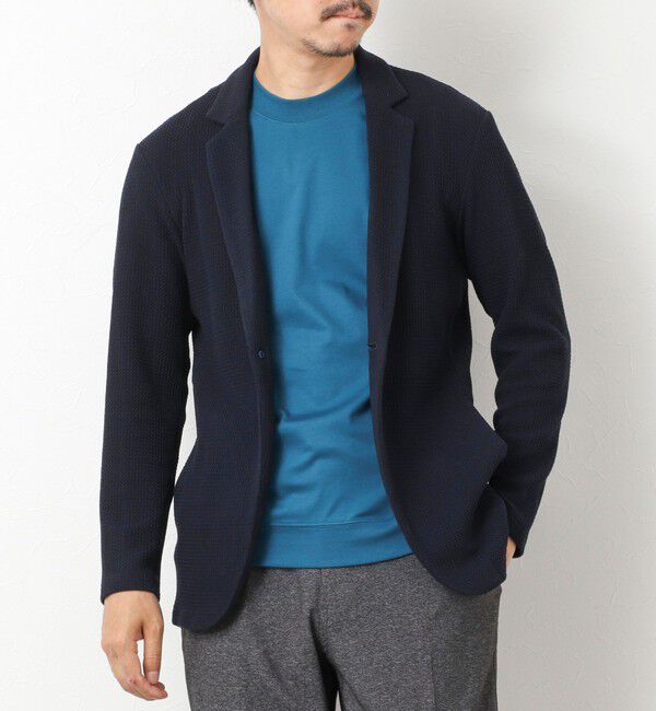 Stutostein「《ビジカジ対応》Relax Jogger Jersey ウォッシャブルテーラーCD」|カーディガン|ネイビー