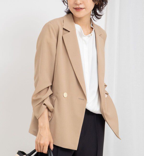 NOLLEY'S「ウォッシャブルエコボイルテーラードジャケット」|テーラードジャケット|キャメル