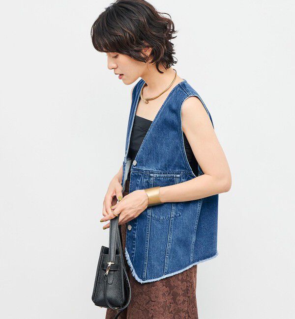 Rie Miller「【RM denim】Vネックデニムベスト」|ベスト・ジレ|