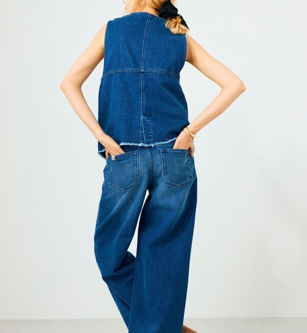 Rie Miller「【RM denim】Vネックデニムベスト」|ベスト・ジレ|
