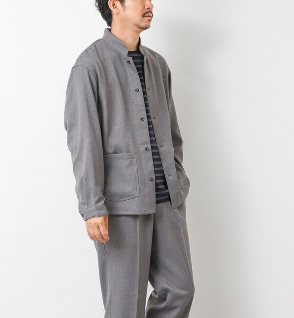 NOLLEY'S goodman「《セットアップ対応》LANATEC ウーステッドサージストレッチ マオカラーシャツブルゾン」|ブルゾン・スタジャン|