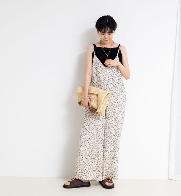 Rie Miller「ウォッシャブルシーチングプリントオールインワン」|オールインワン|