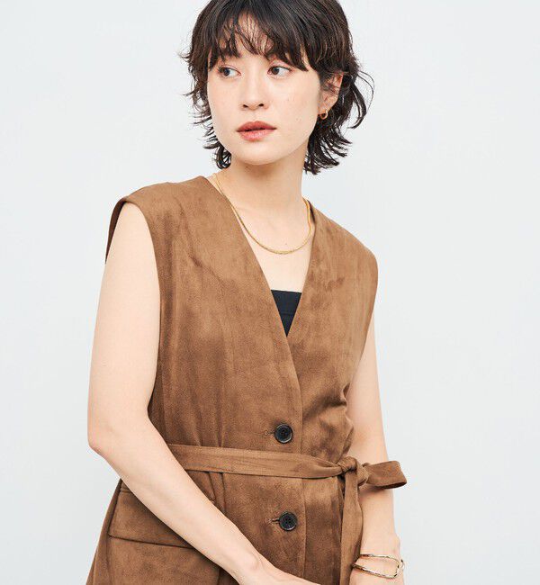 NOLLEY'S「《セットアップ対応》ストレッチスエードベルテッドジレ」|ベスト・ジレ|