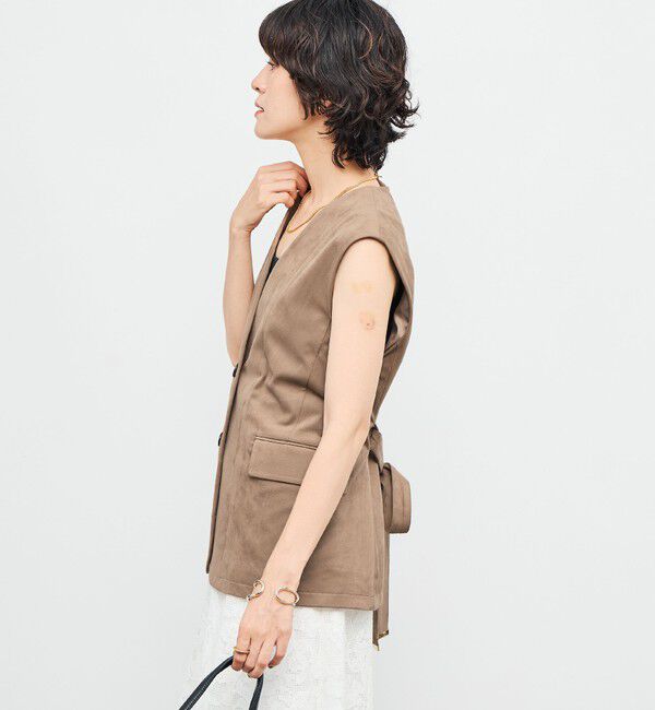 NOLLEY'S「《セットアップ対応》ストレッチスエードベルテッドジレ」|ベスト・ジレ|