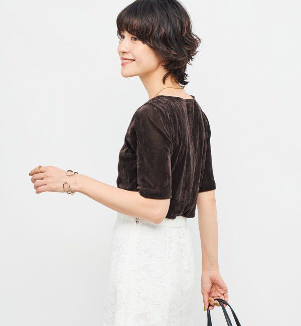 NOLLEY'S「フロッキーチュールボートネックプルオーバーカットソー」|Tシャツ・カットソー|