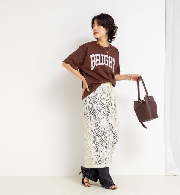 Rie Miller「《セットアップ対応》チュール刺繍タイトスカート」|タイト|