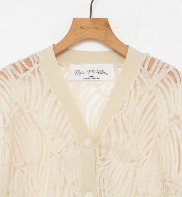 Rie Miller「【追加】《セットアップ対応》チュール刺繍Vネックカーディガン」|カーディガン|