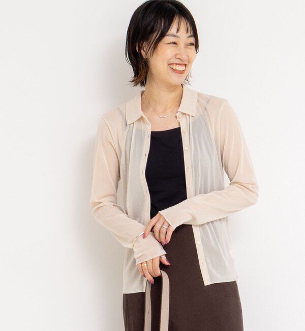 NOLLEY'S「チュール衿付きカットカーディガン」|カーディガン|