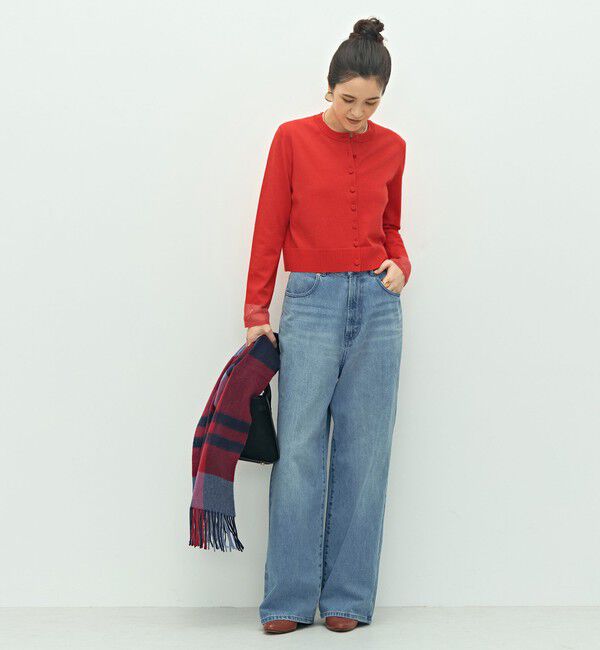 NOLLEY'S「《手洗い可能》くるみ釦シアークルーネックカーディガン」|カーディガン|