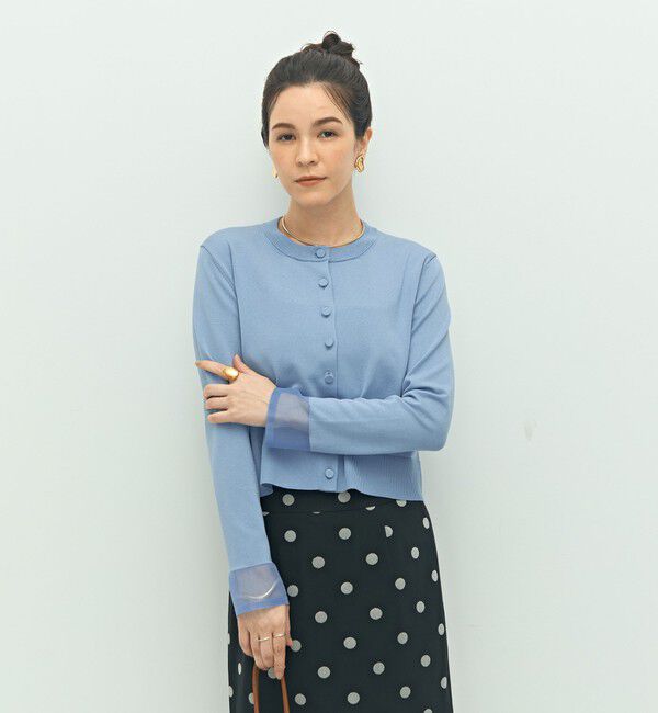 NOLLEY'S「《手洗い可能》くるみ釦シアークルーネックカーディガン」|カーディガン|