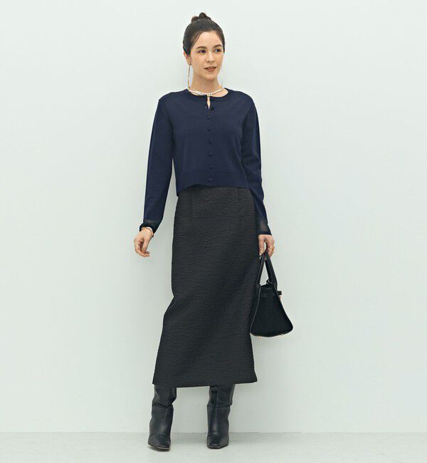 NOLLEY'S「《手洗い可能》くるみ釦シアークルーネックカーディガン」|カーディガン|