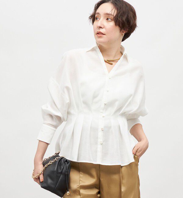 NOLLEY'S「【追加】ウォッシャブルシアースキッパータックブラウス」|シャツ・ブラウス|