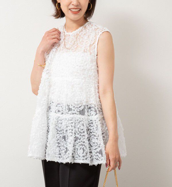 NOLLEY'S「フラワーチュールティアードブラウス」|シャツ・ブラウス|ホワイト