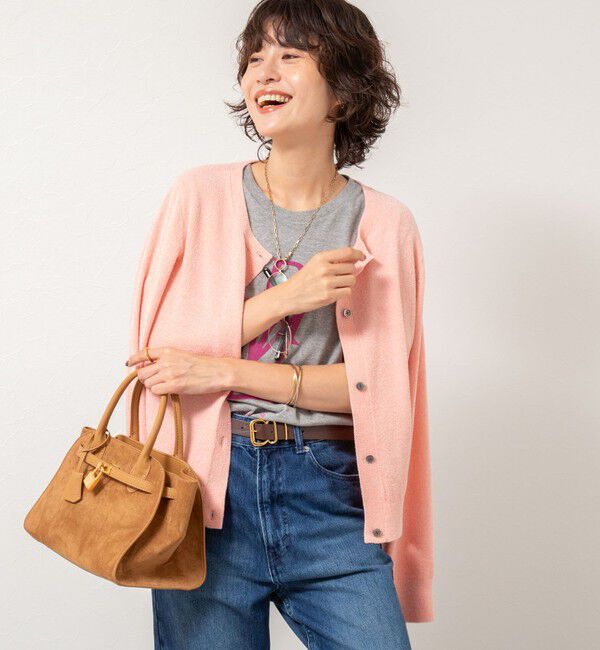 Rie Miller「《手洗い可能》《アンサンブル対応》モールヤーンクルーネックカーディガン」|カーディガン|