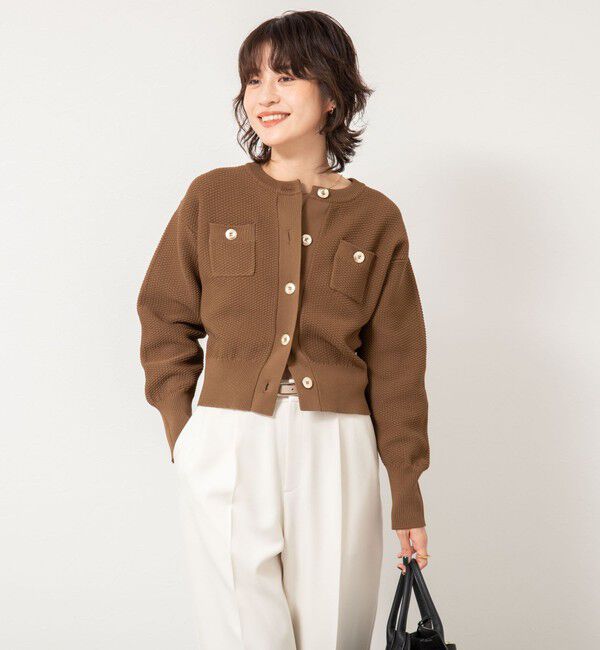 NOLLEY'S「《手洗い可能》鹿の子編みクルーネックカーディガン」|カーディガン|