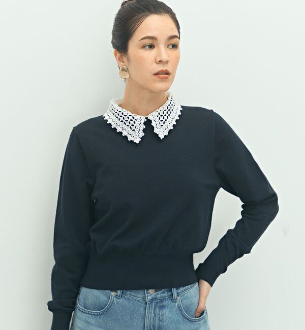 NOLLEY'S「《手洗い可能》襟レース2WAYプルオーバーニット」|ニット・セーター|
