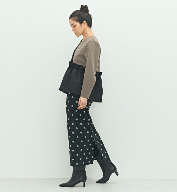 NOLLEY'S「《セットアップ対応》ウォッシャブルエアボールジャガードペプラムブルゾン」|ブルゾン・スタジャン|