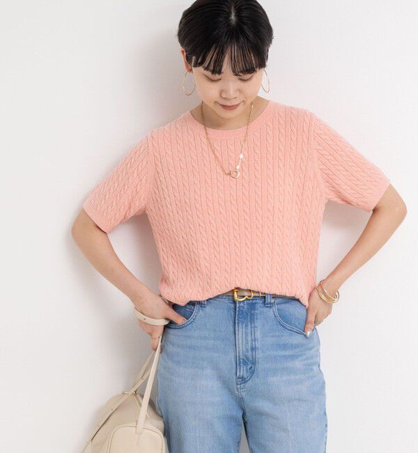 Rie Miller「《手洗い可能》《アンサンブル対応》モールヤーンミニケーブルプルオーバーニット」|ニット・セーター|