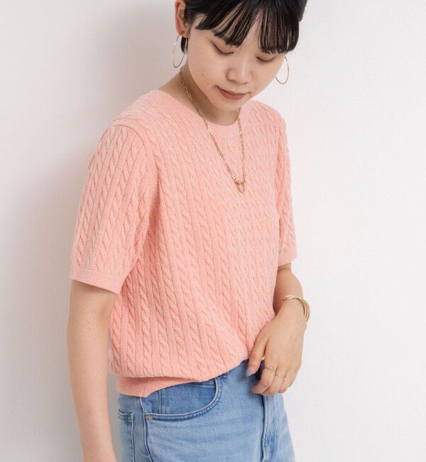 Rie Miller「《手洗い可能》《アンサンブル対応》モールヤーンミニケーブルプルオーバーニット」|ニット・セーター|