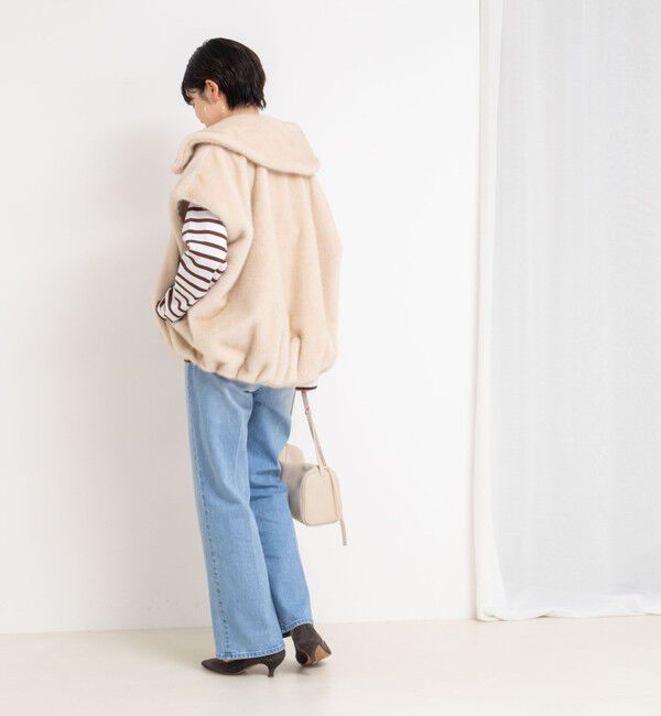 Rie Miller「エコファー衿付ベスト」|ブルゾン・スタジャン|