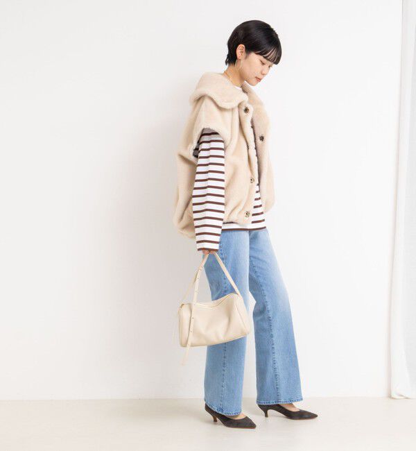 Rie Miller「エコファー衿付ベスト」|ブルゾン・スタジャン|