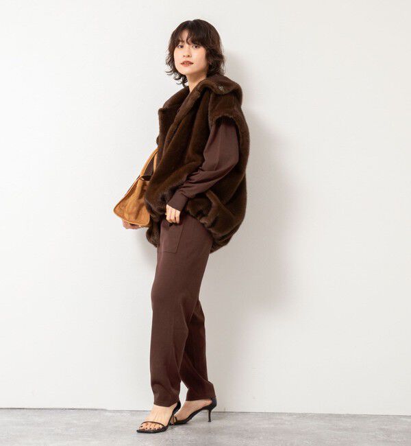 Rie Miller「エコファー衿付ベスト」|ブルゾン・スタジャン|