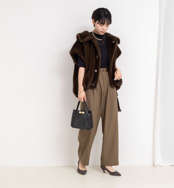 Rie Miller「エコファー衿付ベスト」|ブルゾン・スタジャン|