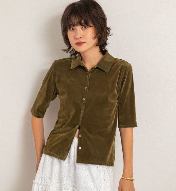 MAQWEL「【MAQWEL/マクウェル】ウォッシャブルベロア半袖シャツ」|シャツ・ブラウス|