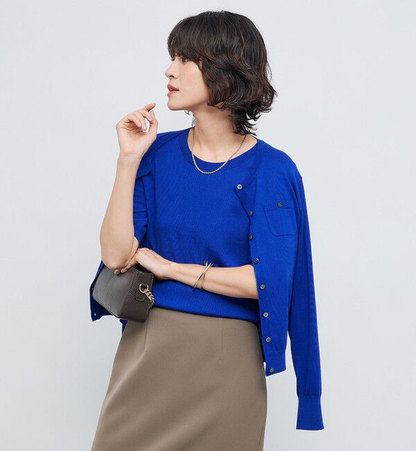 NOLLEY'S sophi「《アンサンブル対応》《手洗い可能》ウール100クルーネックカーディガン」|カーディガン|