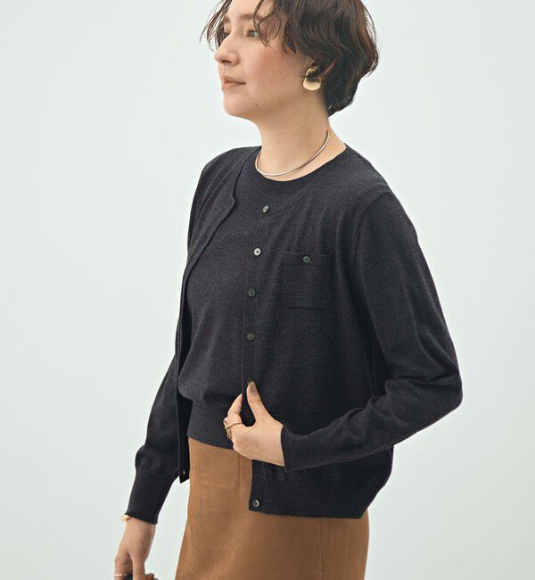 NOLLEY'S sophi「《アンサンブル対応》《手洗い可能》ウール100クルーネックカーディガン」|カーディガン|