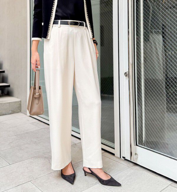 NOLLEY'S「ウォッシャブルバックサテンジョーゼットイージーパンツ」|その他|オフホワイト