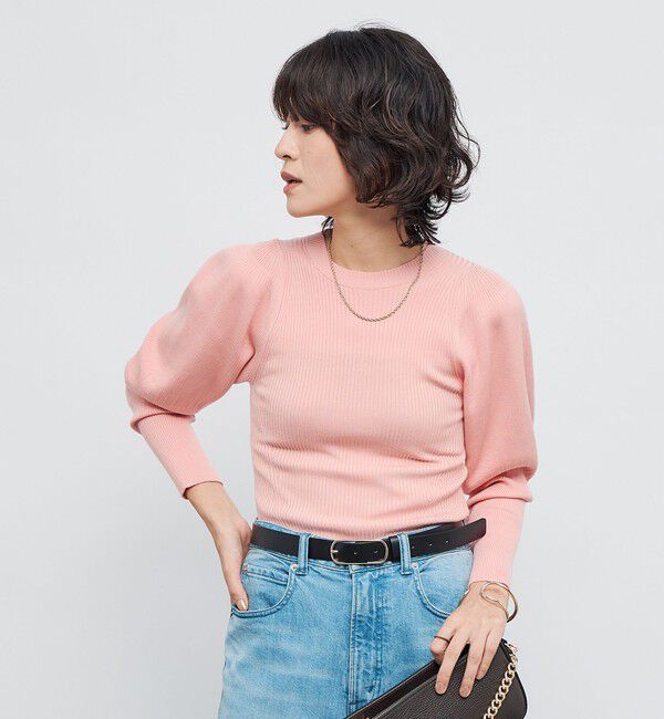 NOLLEY'S「《手洗い可能》リブパフスリーブプルオーバーニット」|ニット・セーター|