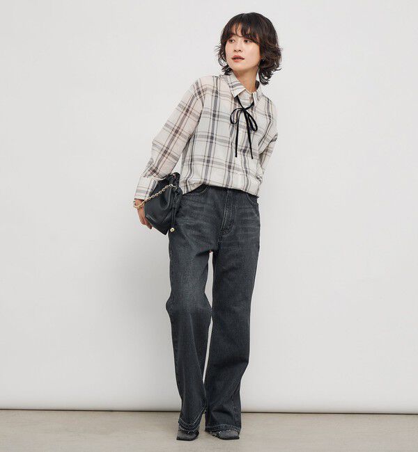 NOLLEY'S「ウォッシャブルリボン付きチェックシャツ」|シャツ・ブラウス|