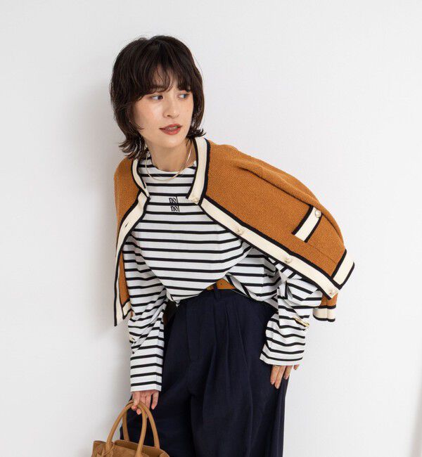 NOLLEY'S「nolnolウォッシャブルMVSシルケットボーダーT」|Tシャツ・カットソー|