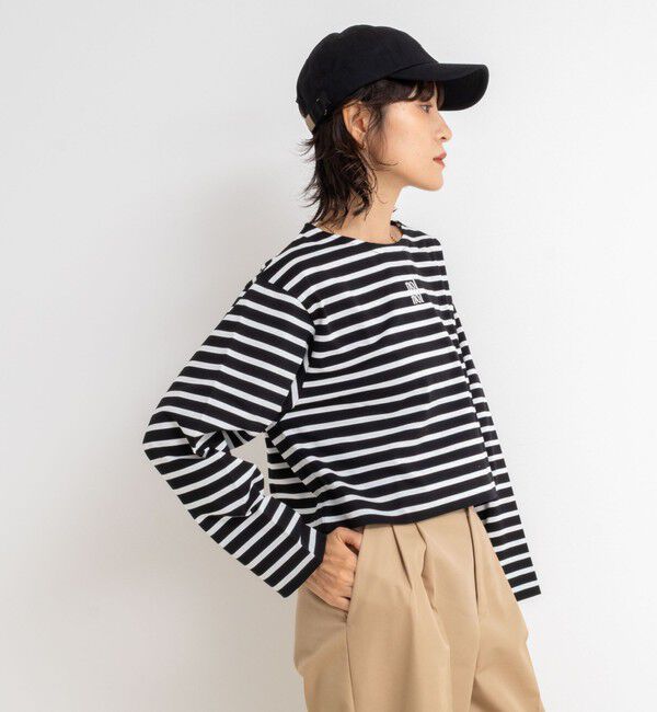 NOLLEY'S「nolnol ウォッシャブルMVSシルケットボーダーショートT」|Tシャツ・カットソー|