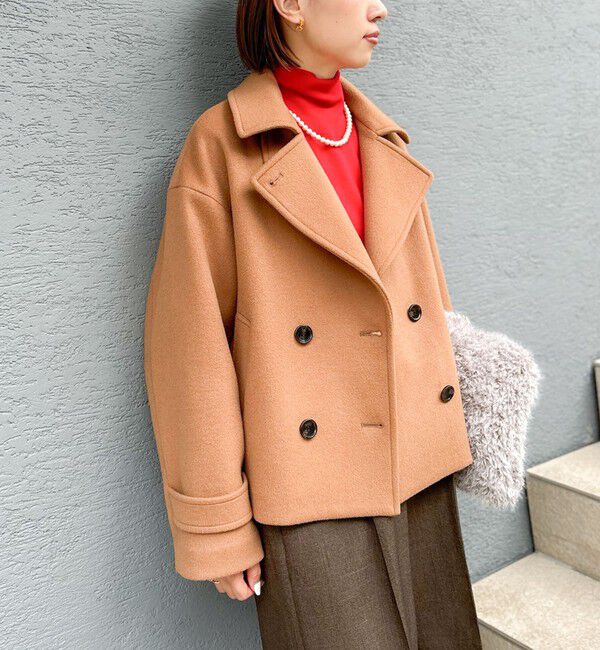 NOLLEY'S「ウールカシミヤダブルブレストコート」|ピーコート|キャメル