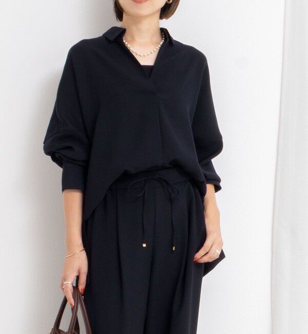 NOLLEY'S sophi「《morisachiシリーズとセットアップ対応》ウォッシャブルダブルサテンスキッパーブラウス」|シャツ・ブラウス|