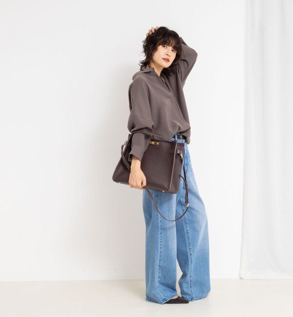 NOLLEY'S sophi「《morisachiシリーズとセットアップ対応》ウォッシャブルダブルサテンスキッパーブラウス」|シャツ・ブラウス|