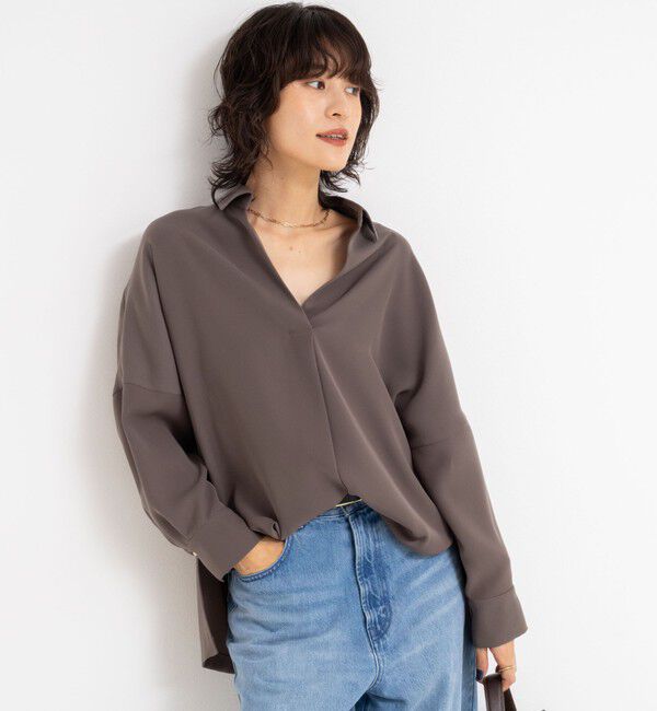 NOLLEY'S sophi「《morisachiシリーズとセットアップ対応》ウォッシャブルダブルサテンスキッパーブラウス」|シャツ・ブラウス|