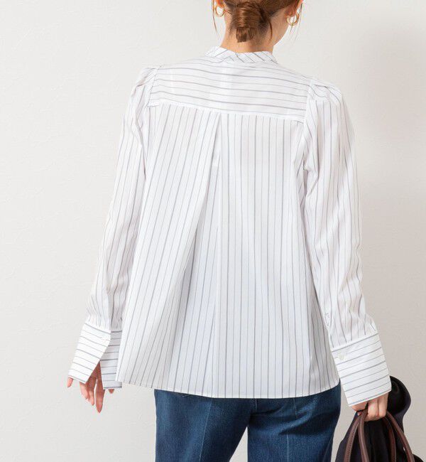 NOLLEY'S「【MARILYN MOON/マリリーンムーン】タックフリルストライプブラウス」|シャツ・ブラウス|