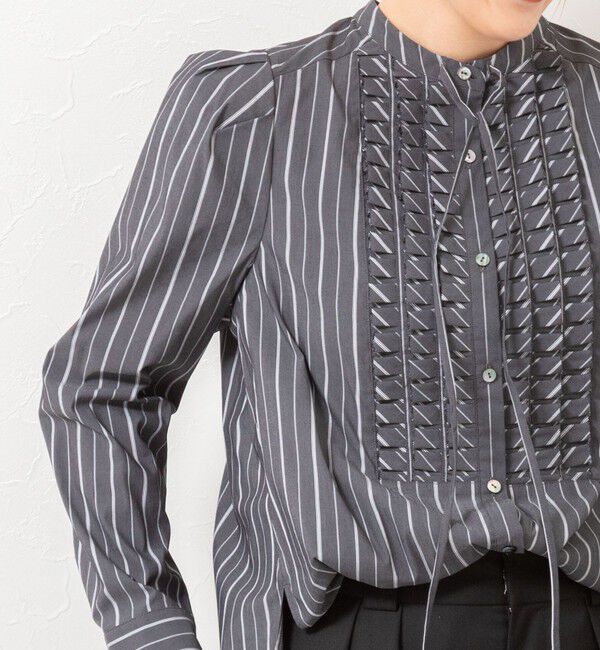 NOLLEY'S「【MARILYN MOON/マリリーンムーン】タックフリルストライプブラウス」|シャツ・ブラウス|