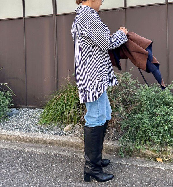 Rie Miller「ウォッシャブル裾フリルレギュラーカラーシャツ」|シャツ・ブラウス|