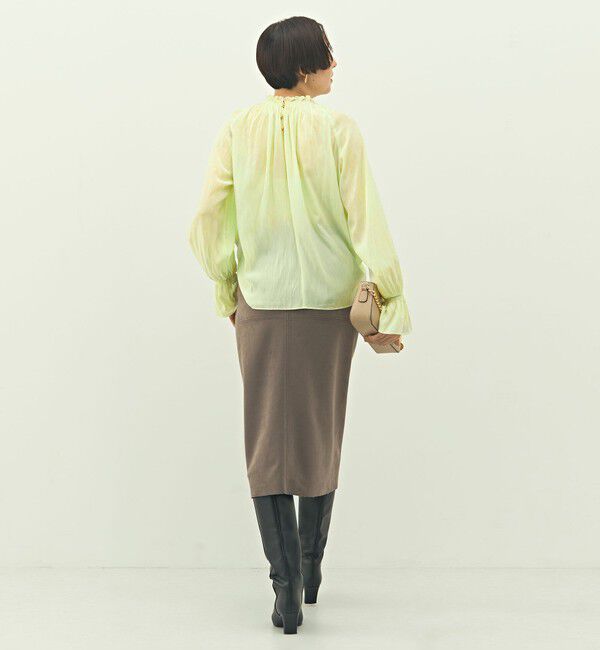 NOLLEY'S「ウォッシャブルストレッチスエード切替タイトスカート」|タイト|